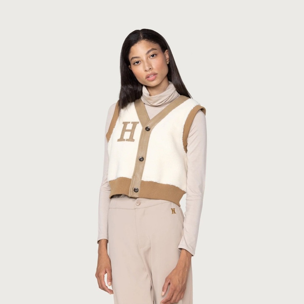 HONOR THE GIFT WOMEN BONDED VEGAN LEATHER VEST (SAND)